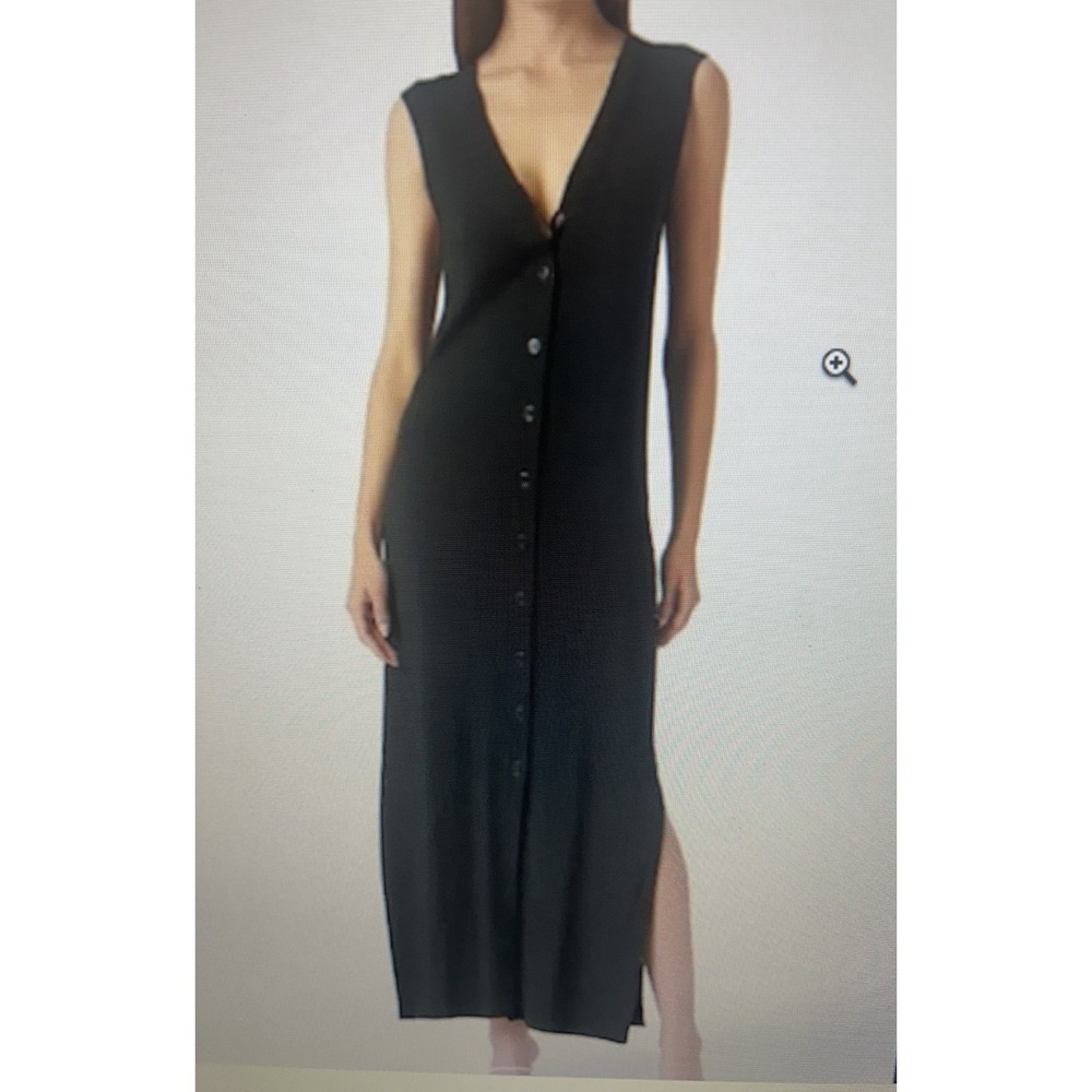 Vintage Express Tricot Black Maxi Dress V-Neck Sleeveless Size Large‎